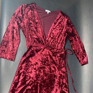Tobi Red Velvet Wrap Dress